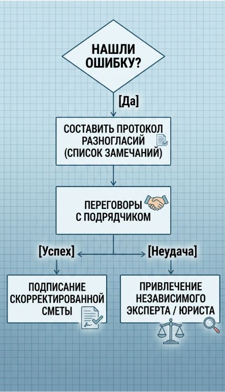 что делать при ошибке в смете
