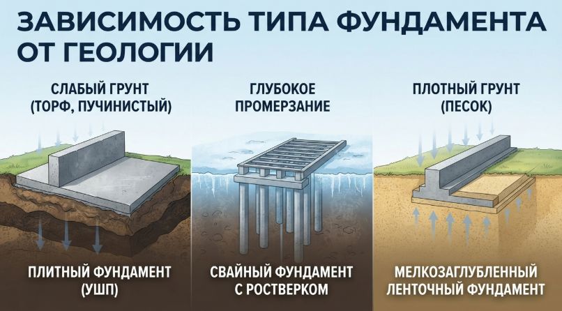 зависимость фундамента от геологии