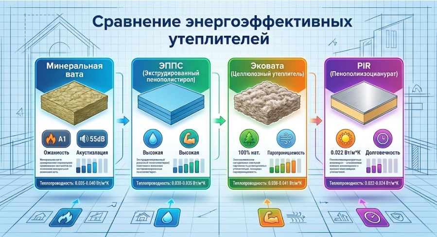 сравнение энергоэффективности материалов