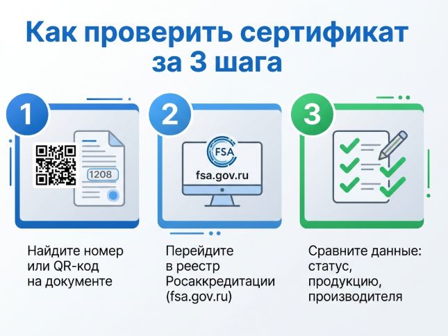 Инфографика: как проверить сертификат на стройматериалы в реестре Росаккредитации.